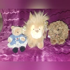 Vintage Gund Plush Toy Lot Bear Dog And Lion